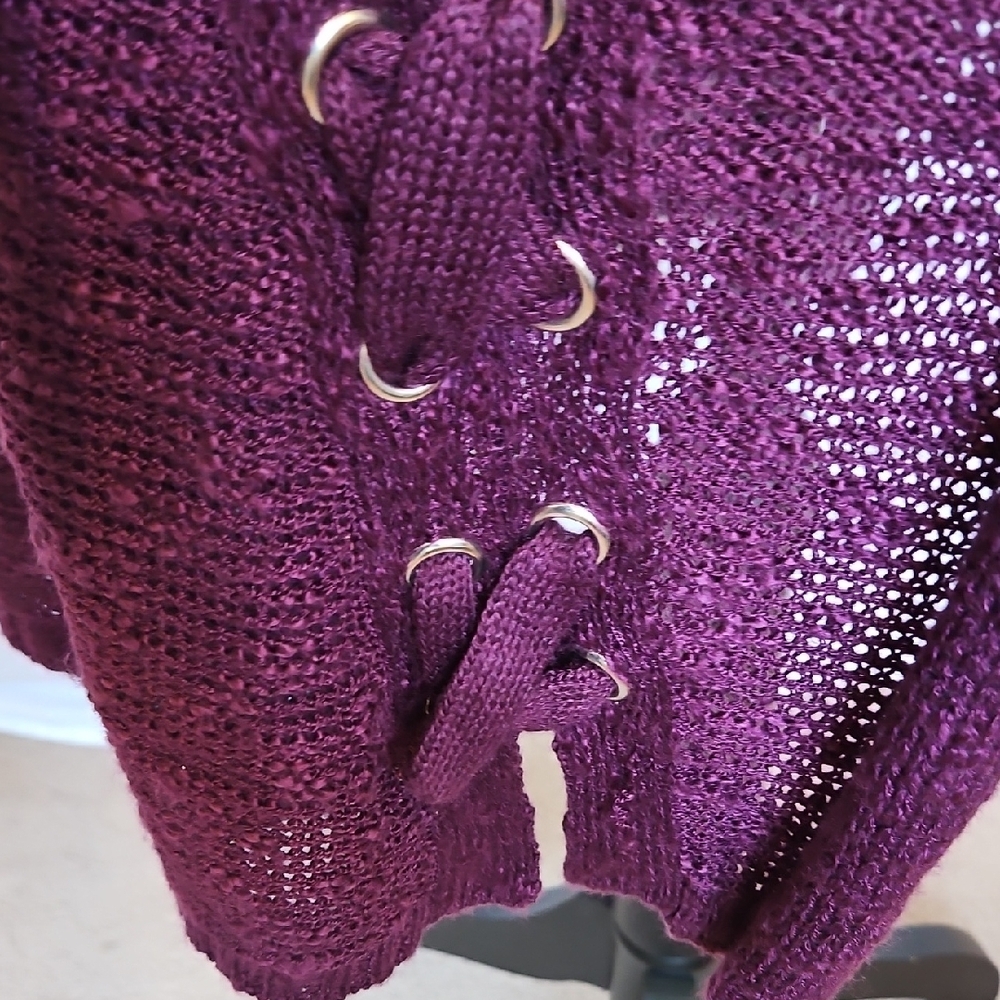 Terra Sky Women's Burgundy Open-Front Long Sleeve Sweater Size OX/14W - Picture 6 of 6